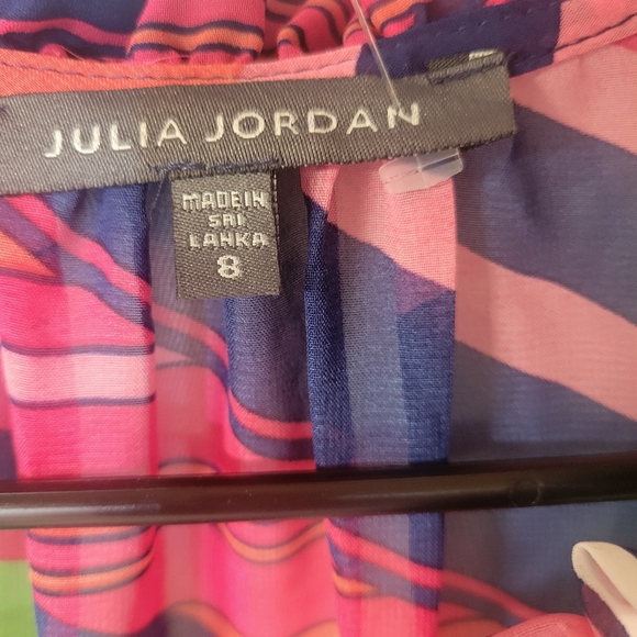 Julia Jordan NWT Women's Printed Ruffle-Neck Tie-Waist‎ Midi Dress size 8 - Picture 5 of 8